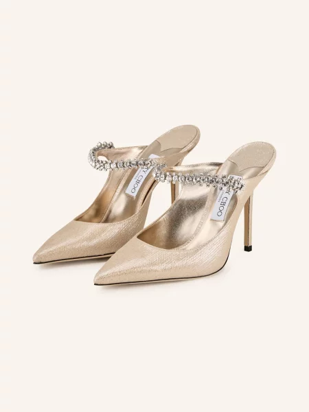Jimmy Choo Mules Bing S Ozdobnými Kamínky zlatá