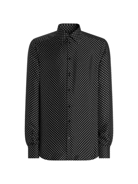 Cămașă Dolce & Gabbana cu buline cu imagine din țesătură twill negru