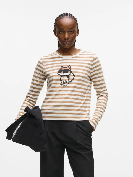 Karl Lagerfeld Majica IKON pesek / rdeča / črna bela