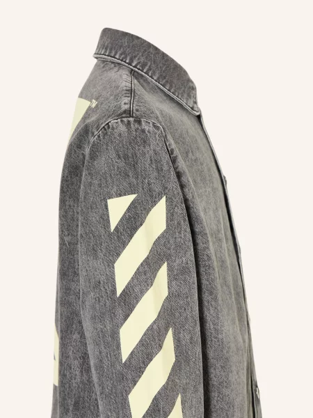 Off-White Džínová Košile šedá / tmavě žlutá bílá