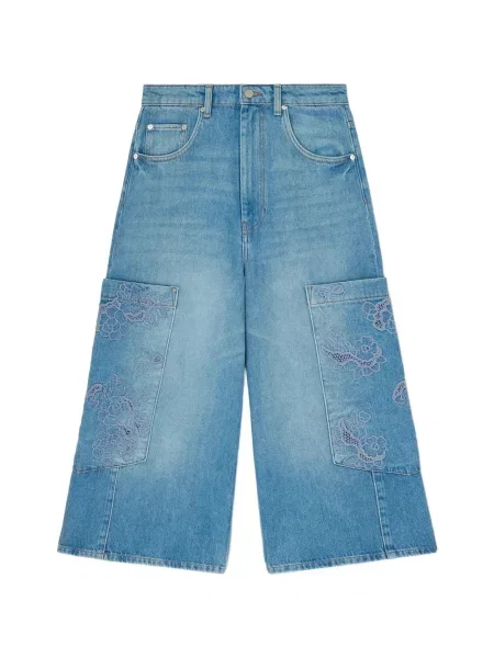 Decupat blugi Ganni din dantelă albastru