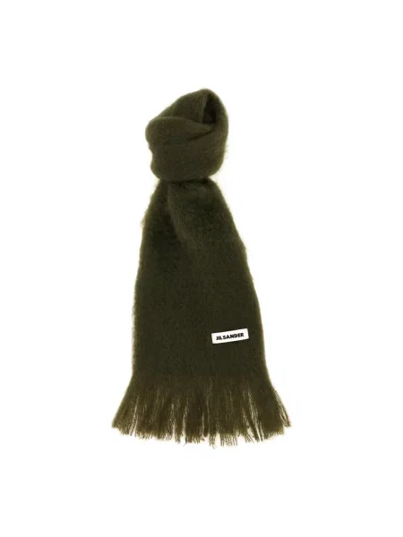 Lniana szal Jil Sander zielona