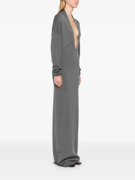 Rochie maxi Entire Studios cu decolteu în V lungă de costum gri