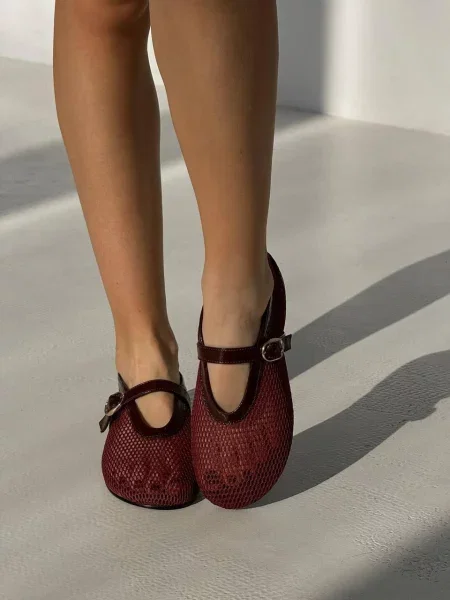 Кожаные балетки 105.store бордовые