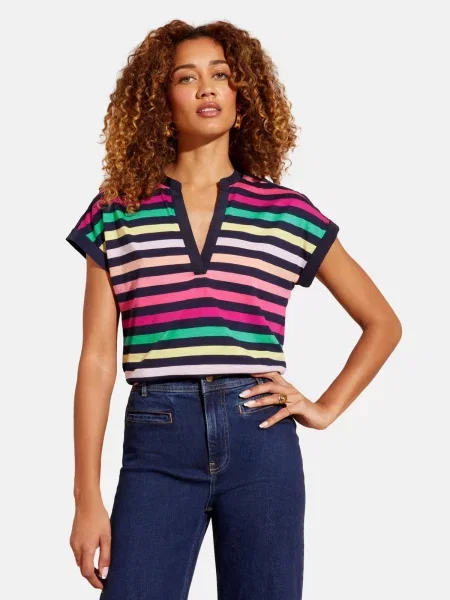 Love & roses Tricou bleumarin / turcoaz / pudră / pal roz