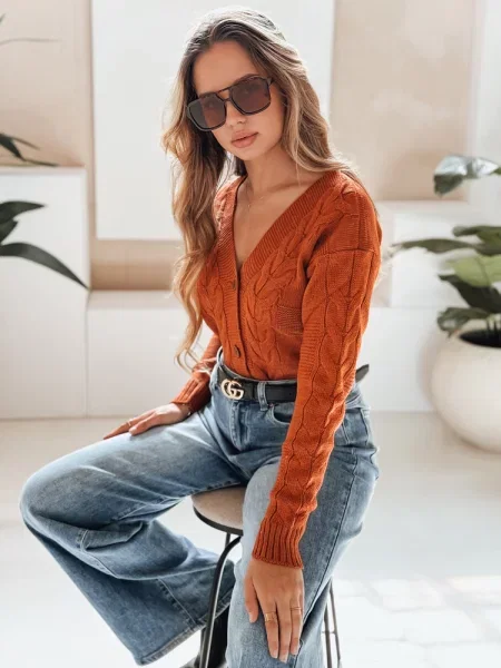 Sweter rozpinany RUSTICHE rudy Dstreet