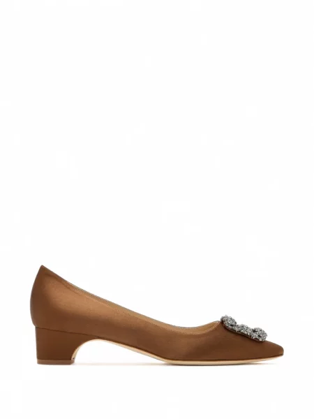 Pantofi cu toc Manolo Blahnik cu cataramă maro