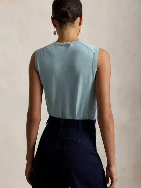 Polo Ralph Lauren vesta dámska s bavlnou modrá