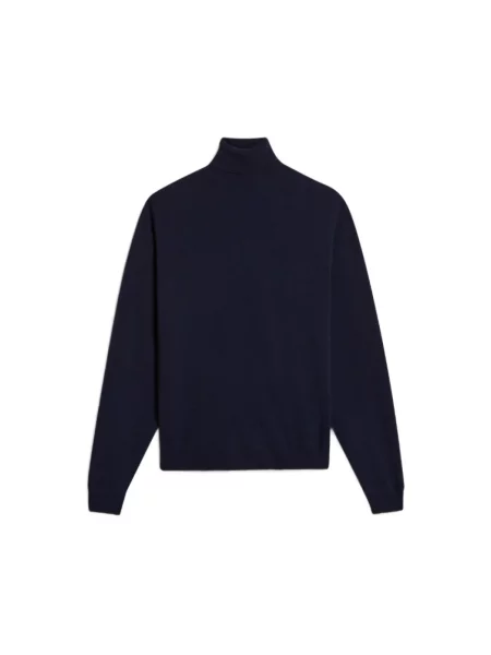 Sweter z golfem Woolrich wełniany do golfa niebieski
