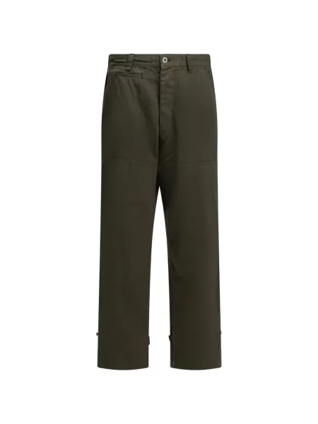 Pantaloni cargo A.presse cu model herringbone verde