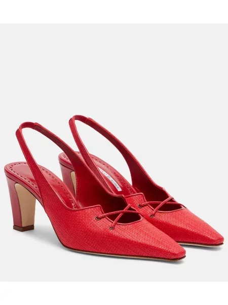 Pantofi cu toc Manolo Blahnik slingback roșu