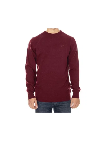 Sweter Barbour z okrągłym dekoltem czerwony