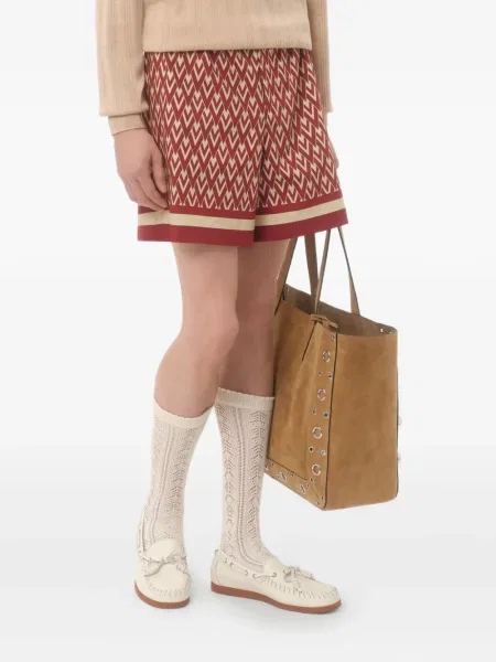 Pantaloni scurți Valentino Garavani cu imagine cu imprimeu geometric roșu