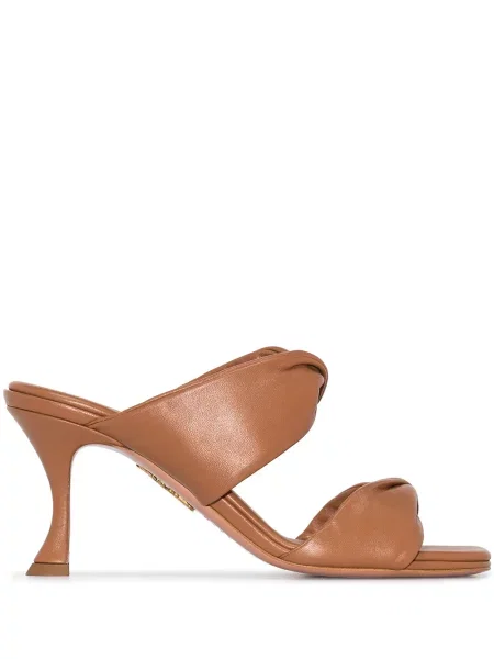 Papuci tip mules Aquazzura din piele maro