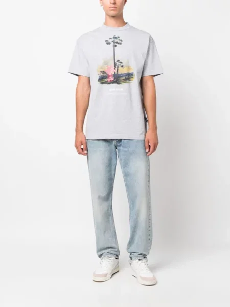 Raštuotas marškinėliai Palm Angels pilka