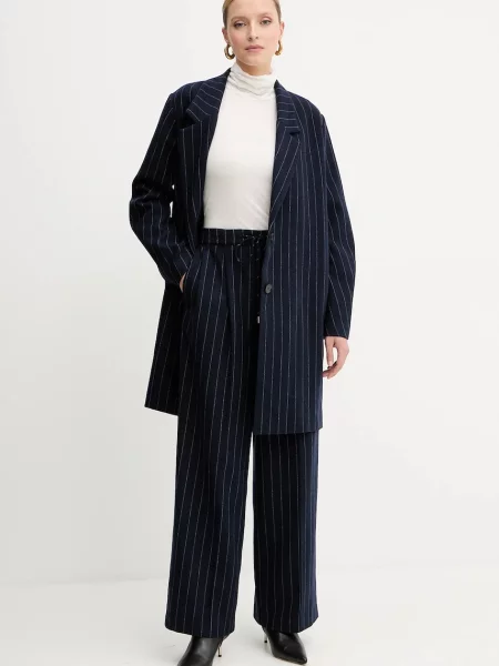 Liviana Conti spodnie szerokie high waist granatowy