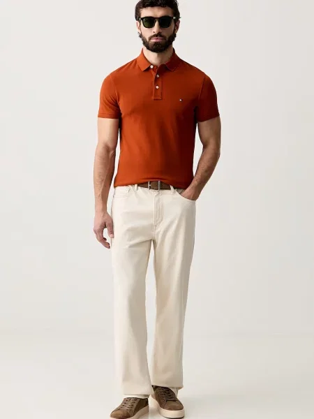 Tricou polo Tommy Hilfiger portocaliu