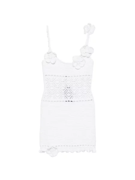 Rochie Retrofete cu model floral cu aplicații alb