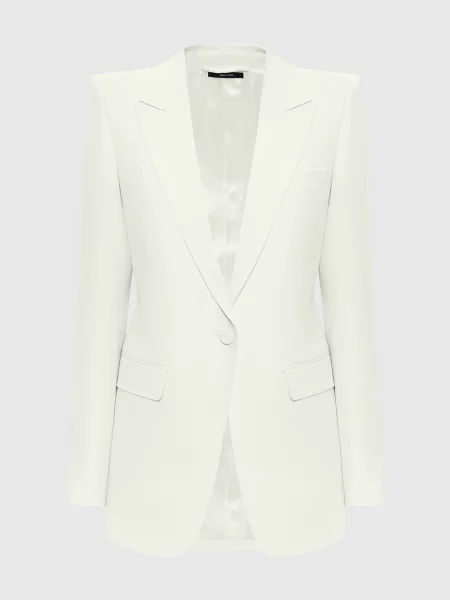 Жакет кольору айворі з вовни та шовку Tom Ford бежевий