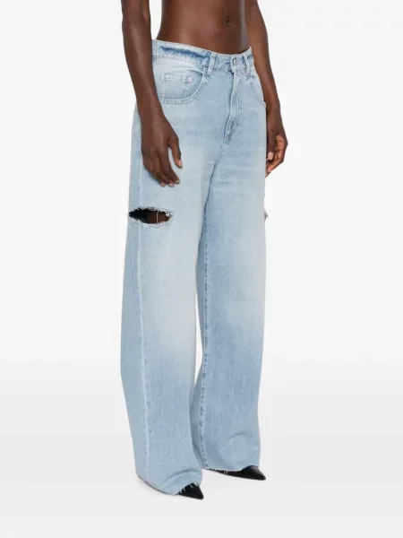 Široké džíny Icon Denim s oděrkami modré