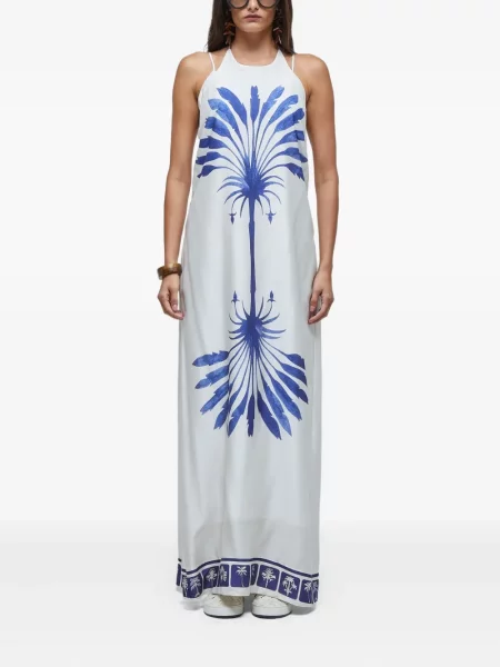 Rochie maxi Osklen cu imagine de costum alb