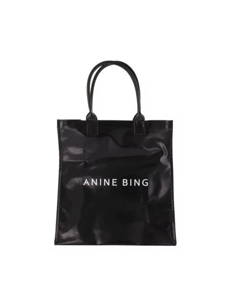 Shopperka Anine Bing z nadrukiem płócienna czarna