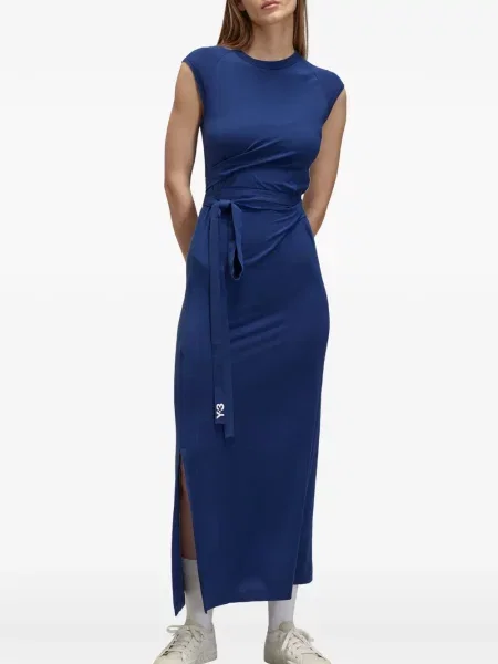 Cu centură rochie Y-3 cu dungi albastru