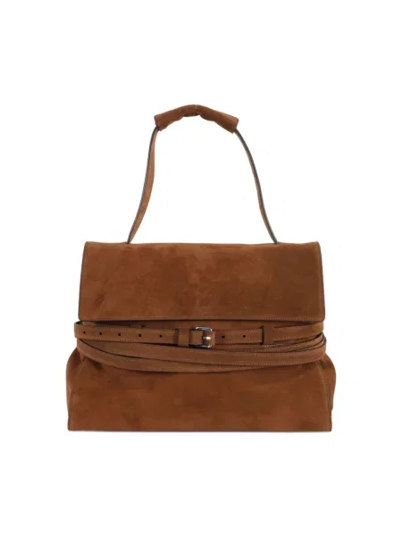 Torebka Moschino zamszowa wiązana brązowa