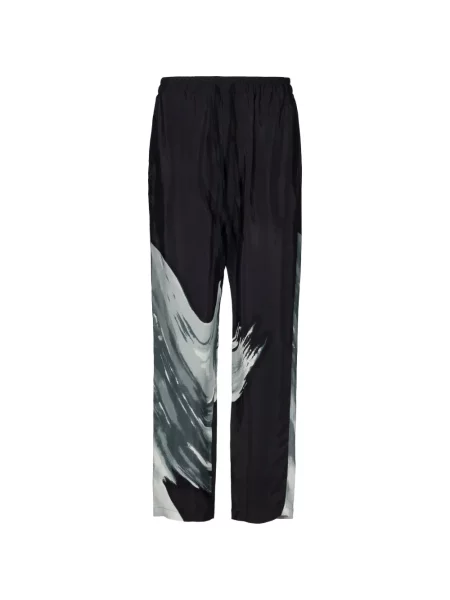 Pantaloni Tessitura de culoare solidă cu imagine negru