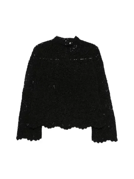 Lniany sweter z golfem Semicouture czarny