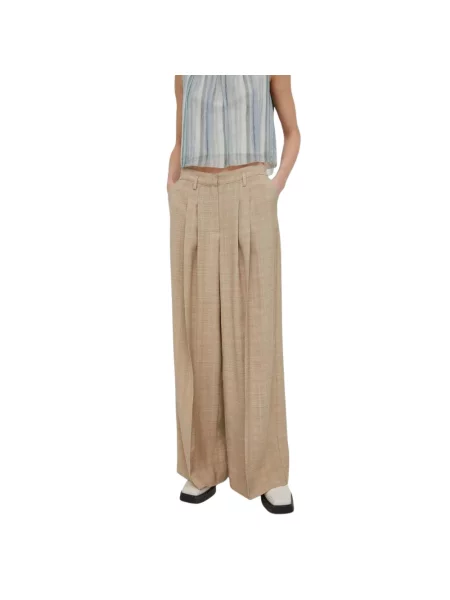 Herskind spodnie Lotus szerokie high waist beżowy