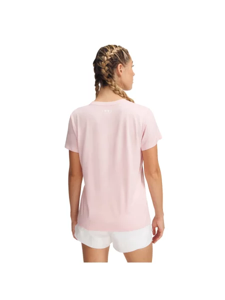 Футболка для тренувань Under Armour Tech V-Twist prime pink/white рожева