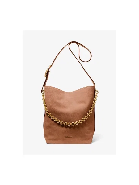 Semišová hobo kabelka Michael Michael Kors hnedá