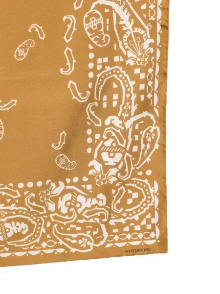 Μεταξωτός κασκόλ Mantero 1902 με σχέδιο paisley καφέ