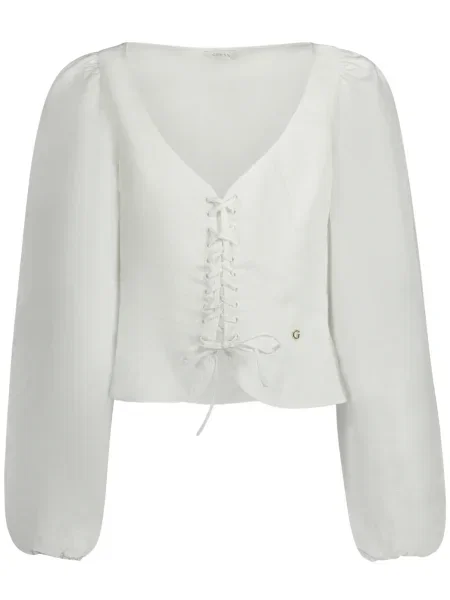 Cămașă Guess Jeans cu mâneci lungi lungă alb