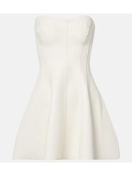 Usnjeni usnjena obleka Norma Kamali s cvetličnim vzorcem bela