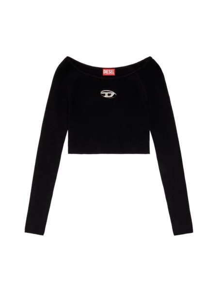 Crop top Diesel z długim rękawem czarny