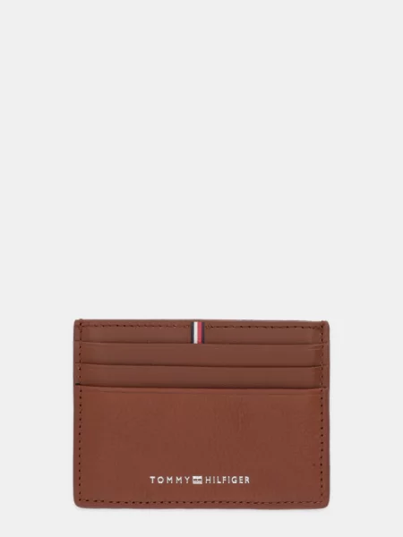 Tommy Hilfiger Usnjen etui za kartice rjava