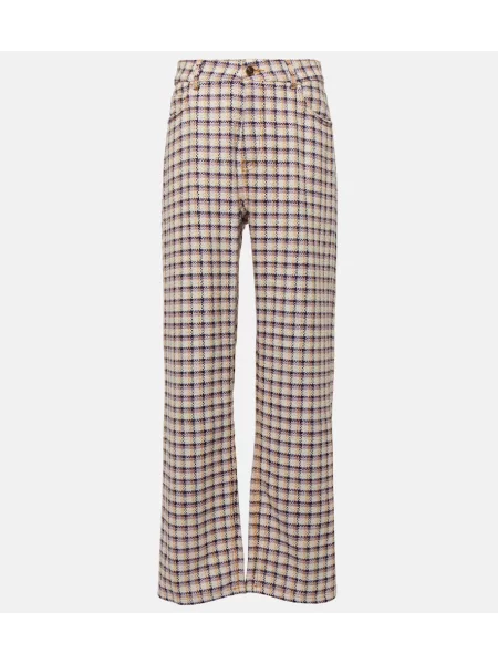 Pantaloni Etro în carouri din tweed roșu