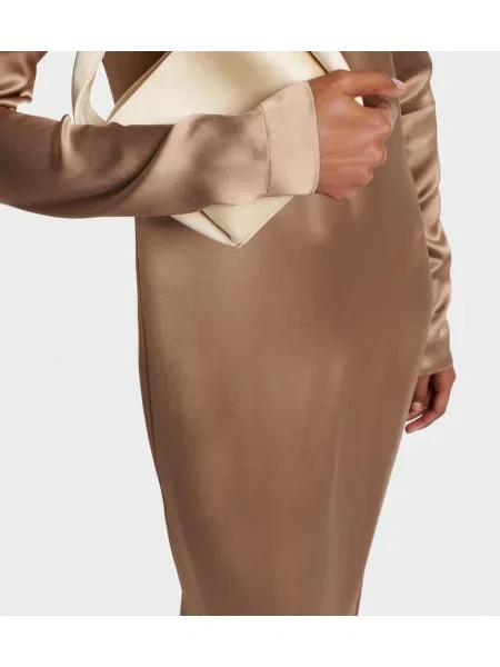 Rochie maxi Toteme din satin de costum bej