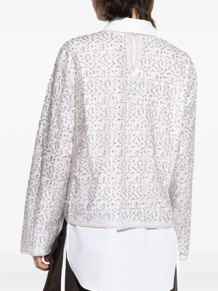 Top Samsøe Samsøe cu mărgele alb