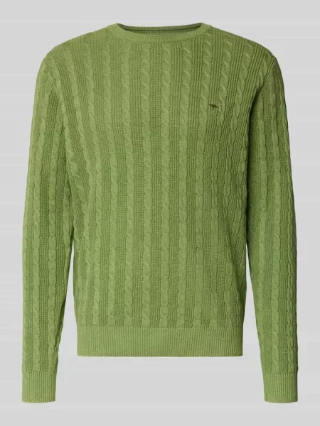 Sweter z dzianiny ze ściegiem warkoczowym i wyhaftowanym logo Fynch-hatton