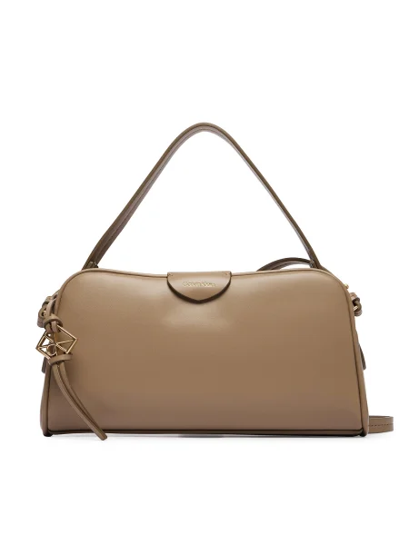 Calvin Klein Kabelka Emblem Trio Top Handle Camera Ba Béžová hnedá