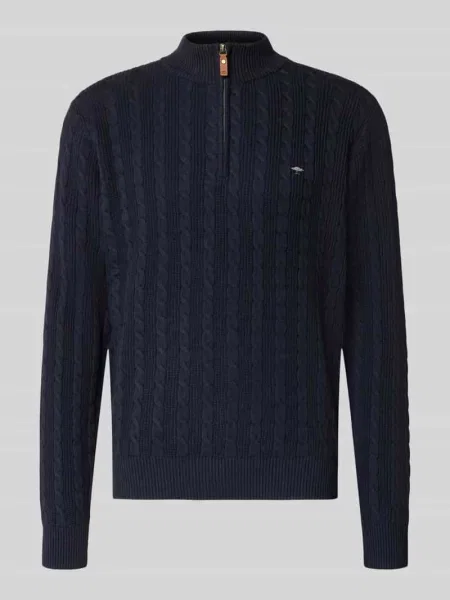 Sweter z dzianiny z krótkim zamkiem błyskawicznym Fynch-hatton granatowy