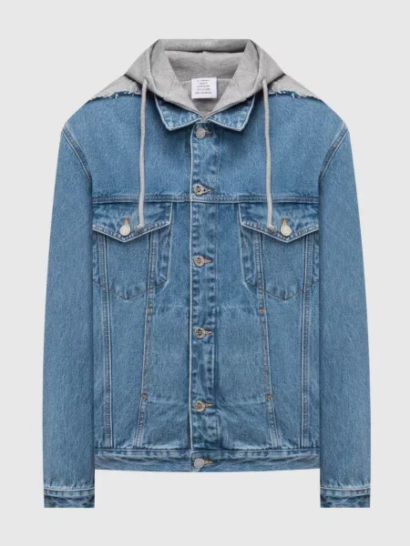 Джинсова куртка з вишивкою логотипа Vetements синя