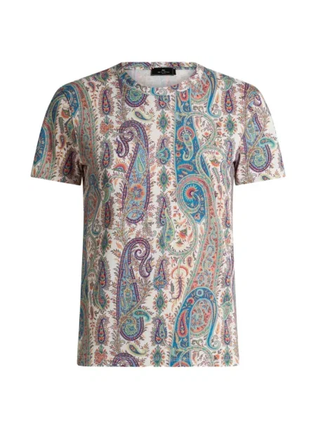 Tricou Etro cu model paisley alb