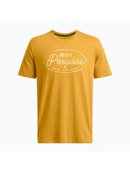 Fitness tričko Under Armour Project Rock Made Not Born golden yellow/steeltown gold žluté