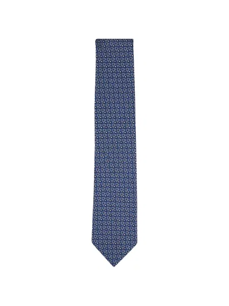 Cravată Zegna cu imprimeu geometric albastru