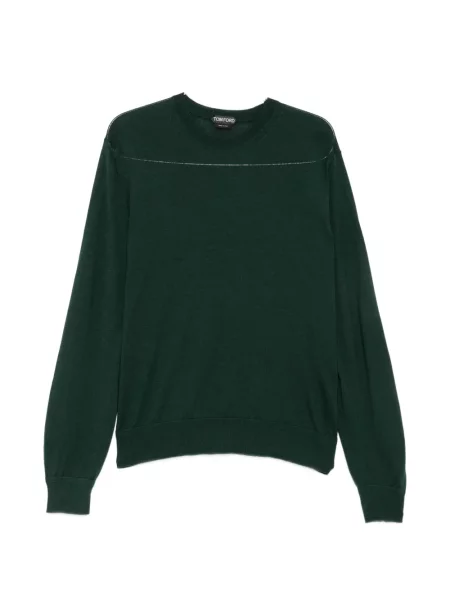 Lung pulover Tom Ford cu decolteu rotund verde