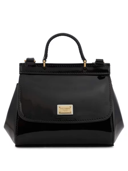 Lakierowana torebka crossbody Dolce And Gabbana skórzana czarna